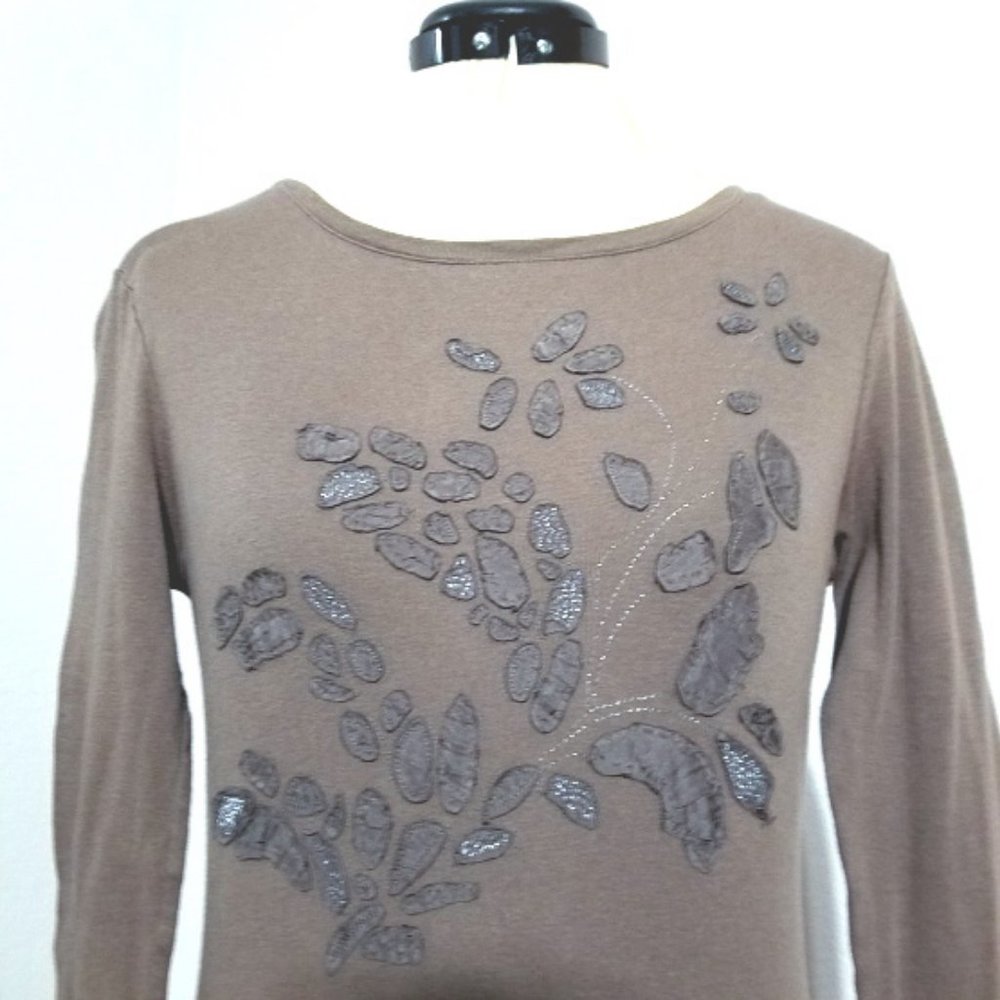 Caslon Women 100% Cotton Green Long Sleeve Shirt, Size S